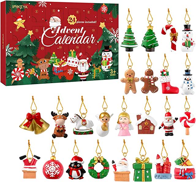 IMIKEYA Mini Christmas Ornaments, Christmas Countdown Advent Calendar Ornaments Set of 24 Resin Christmas Ornaments (16.99)