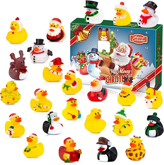 Advent Calendar 2022 - 24 Rubber Ducks for Boys, Girls, Kids, and Toddlers - Rubber Ducky Bath Toy - Creative Christmas Gifts (Regularly 29.99)