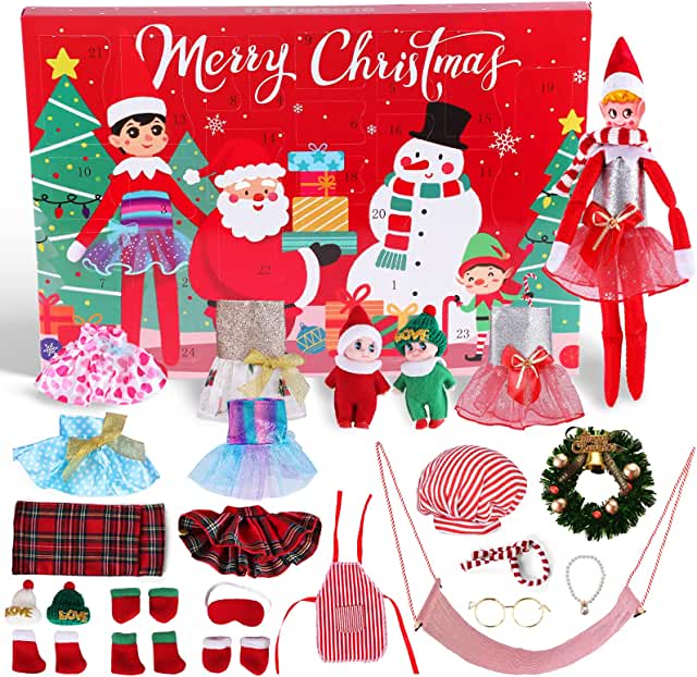MJartoria Advent Calendar 2022 for Kids Christmas Accessories for Elf Doll-Santa Couture Clothing for Elf Advent Calendar 24 Days Christmas Countdown-Gifts for Elf(Doll is not Included) (29.69)