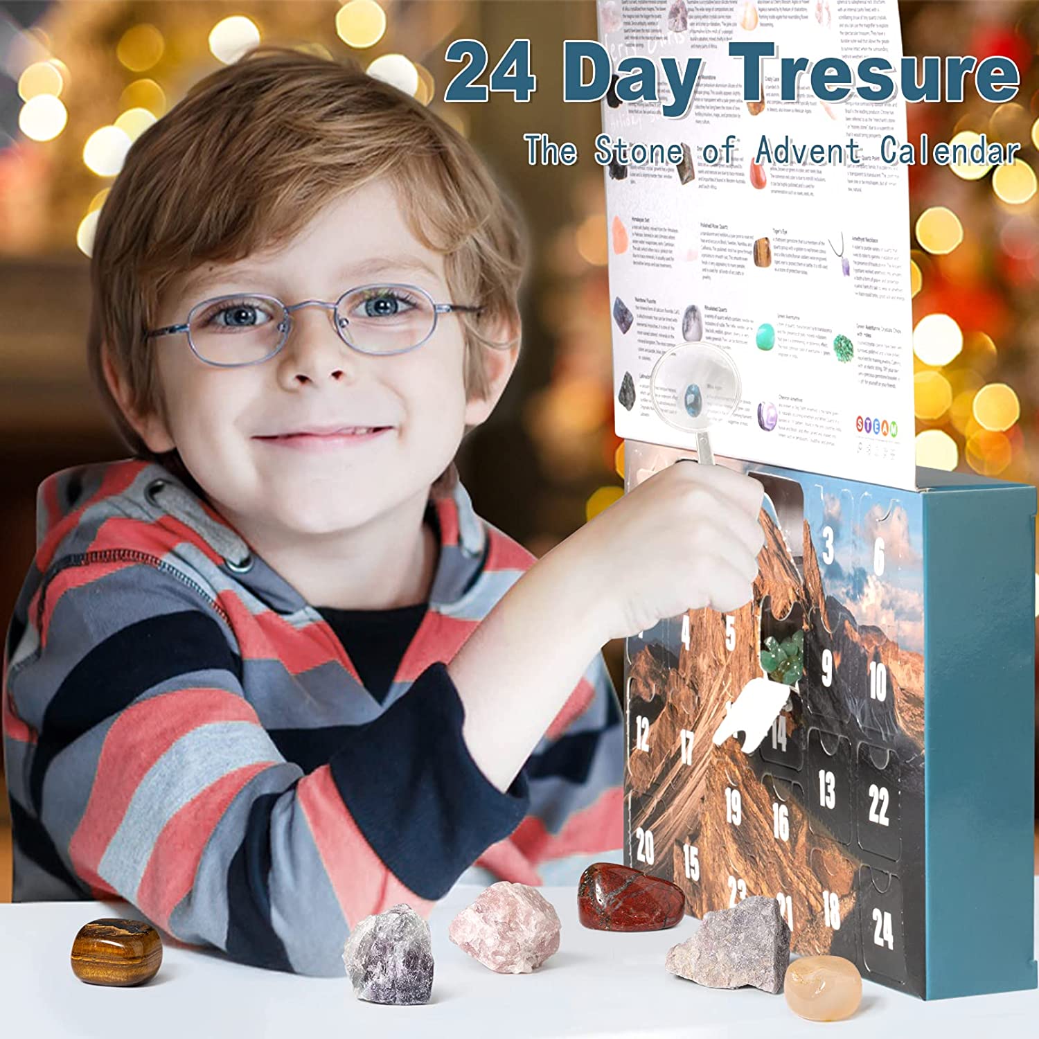 Advent Calendar 2022,Christmas Countdown Calendar-24 Days Rocks, Minerals, Gemstones & Crystal (25.99)