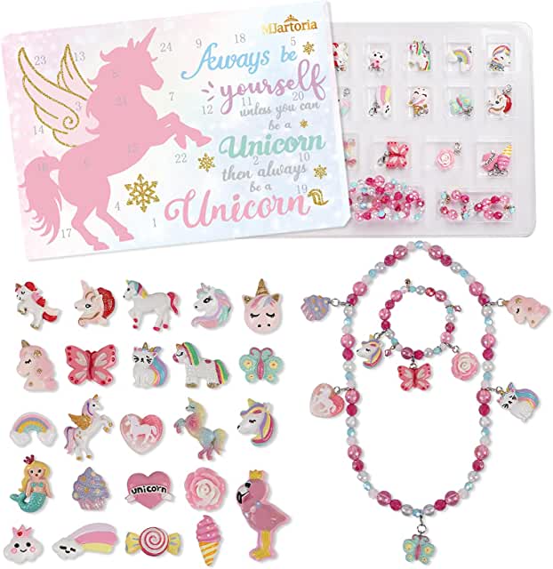 MJartoria 2022 DIY Jewelry Advent Calendar for Girls-Unicorn Jewelry Advent Calendar Christmas Countdown-Inclued Unicorn Butterfly Mermaid Charms Beaded Necklaces Bracelets DIY Jewelry Unicorn Gifts (17.59)
