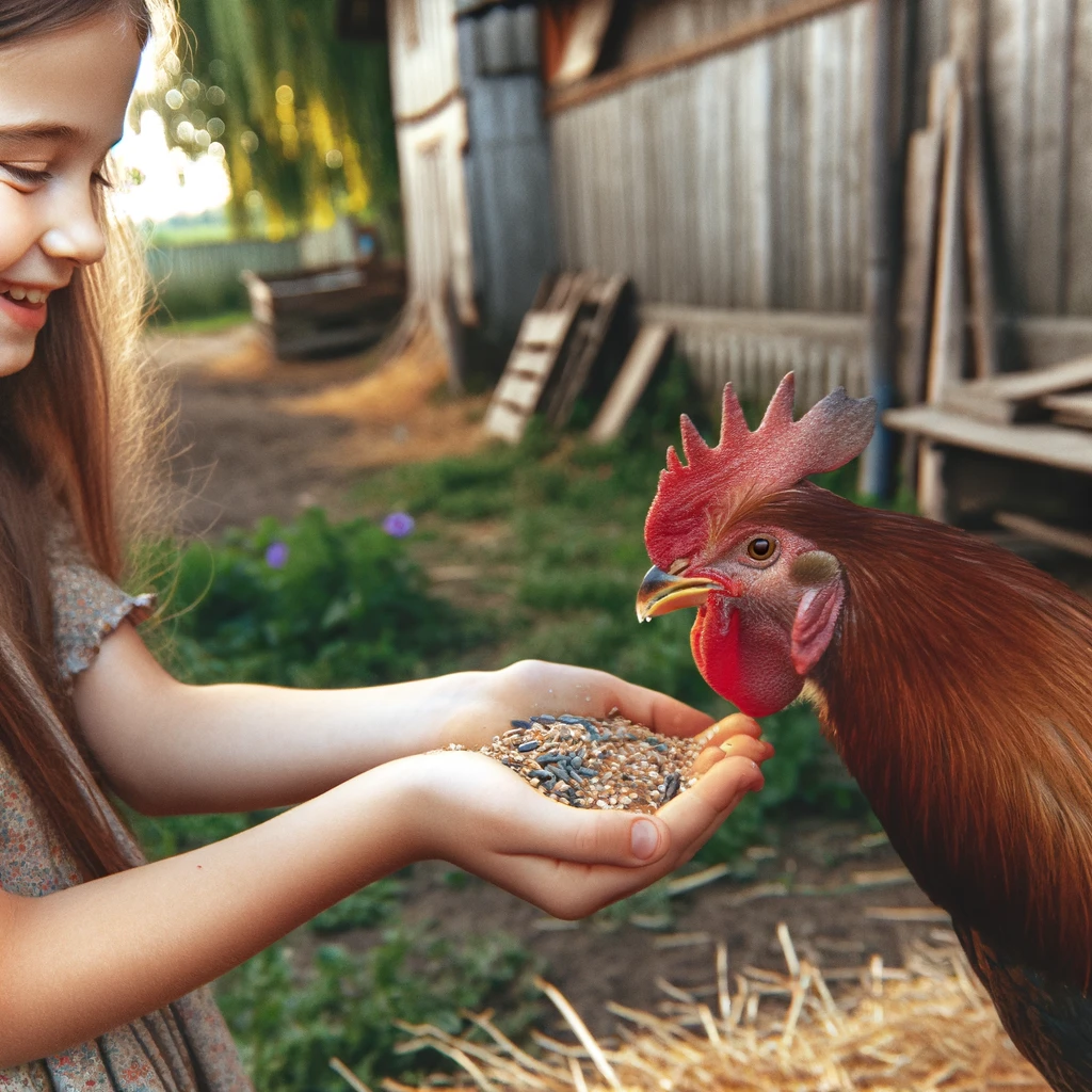 rooster and girl