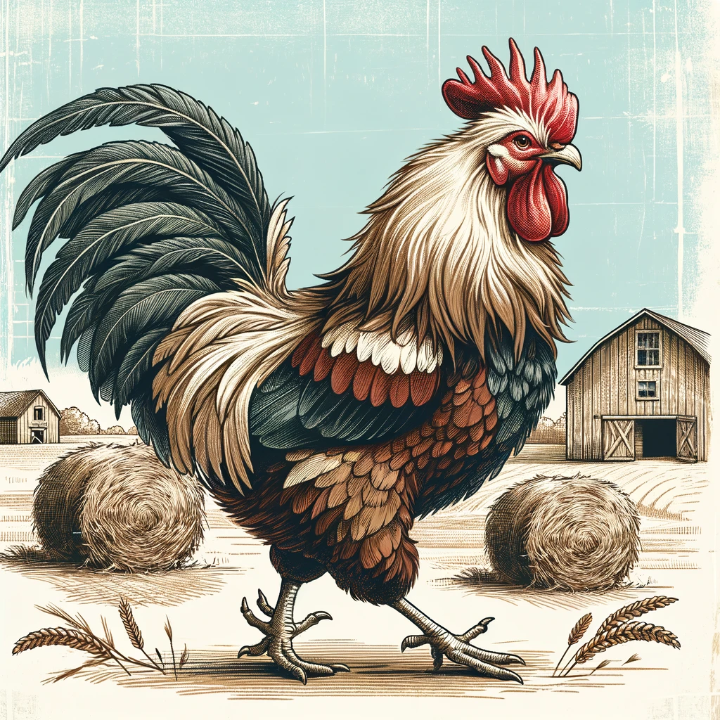 rooster strutting