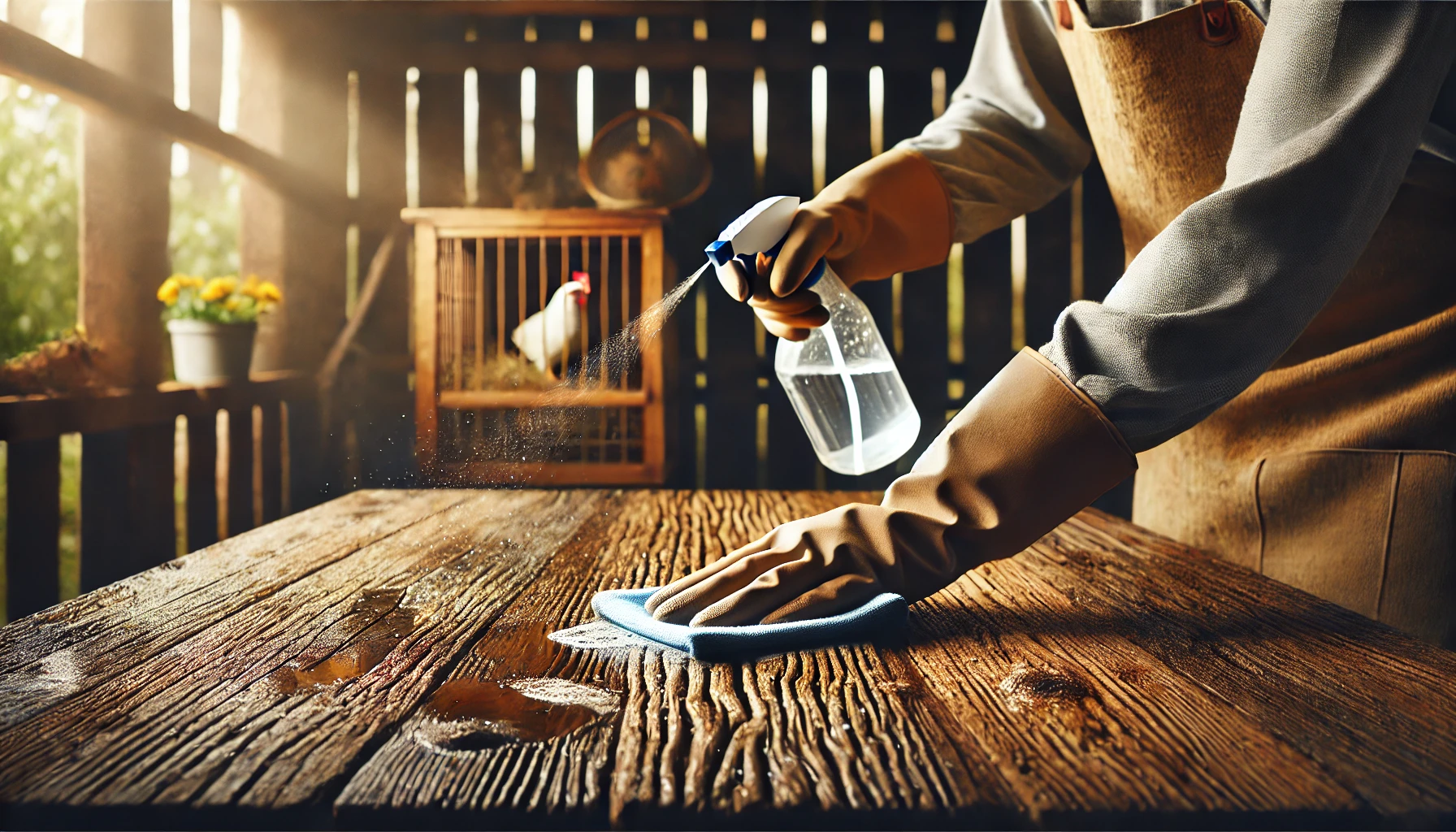 person cleaning a wood table