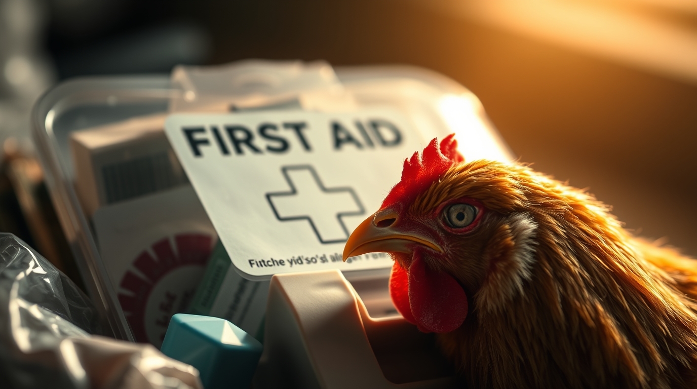 chicken and first aid kit