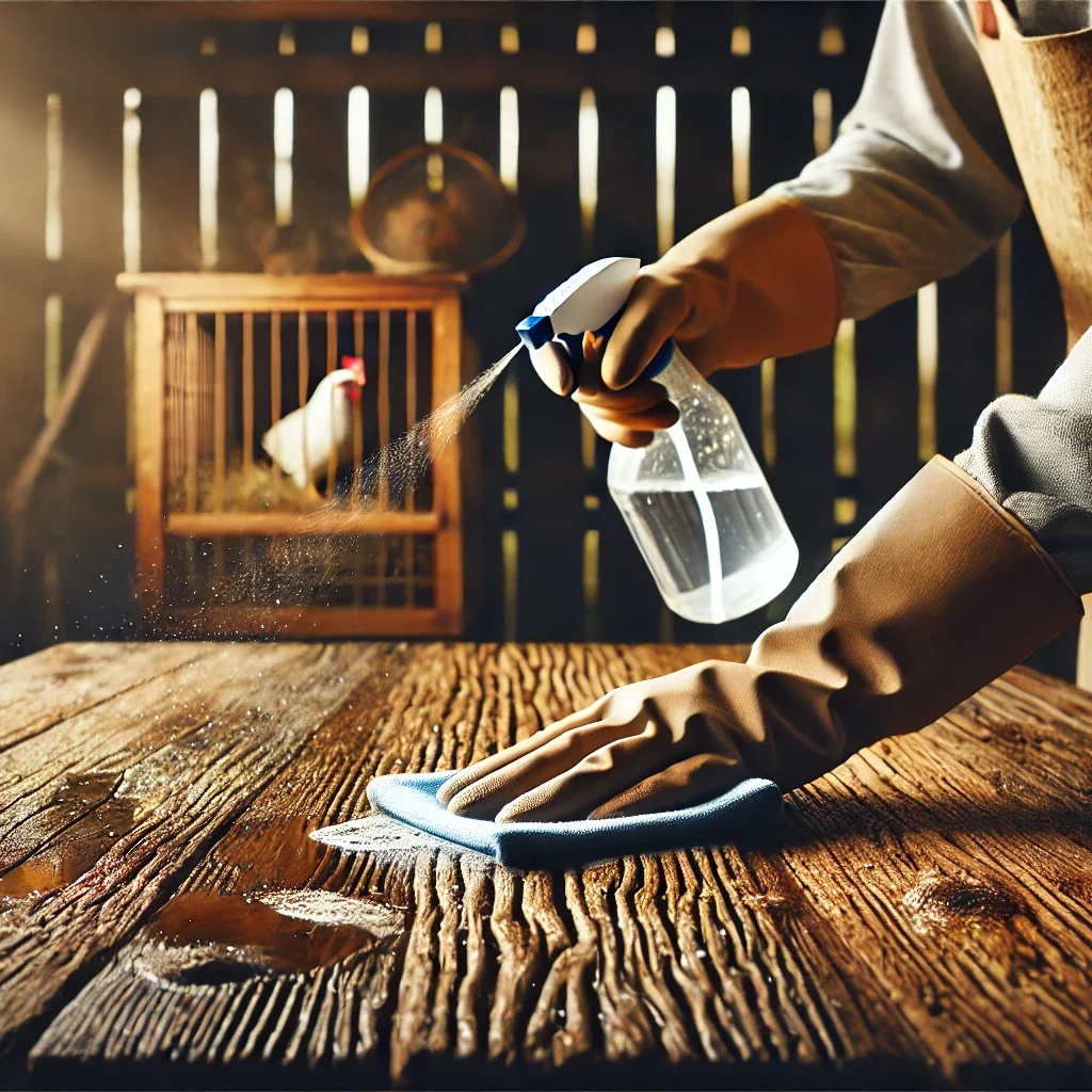 person cleaning a wood table